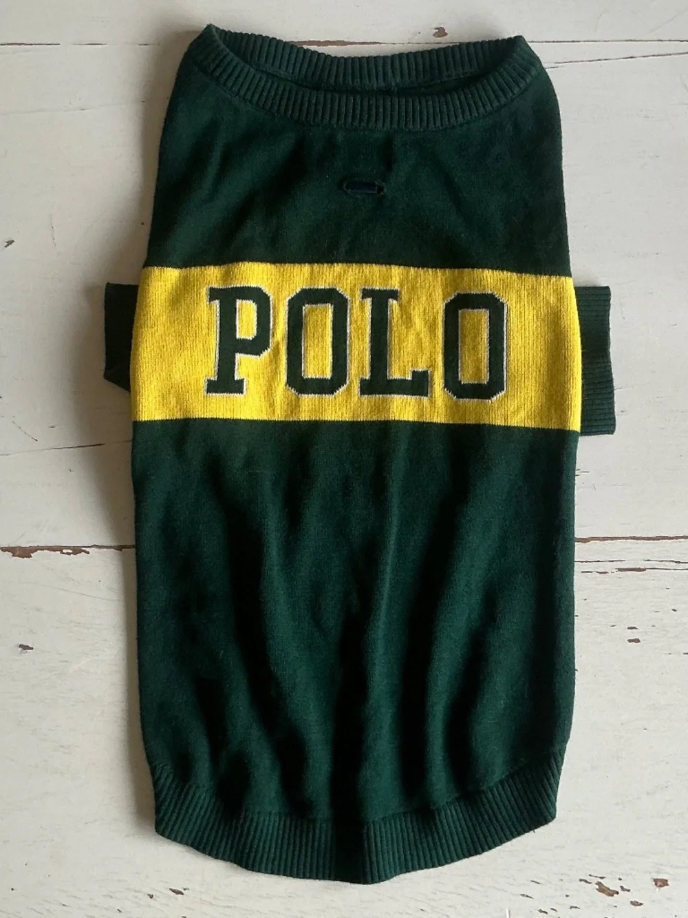 Sample New - POLO Ralph Lauren Forest Green Yellow POLO Pet DOG Sweater XL